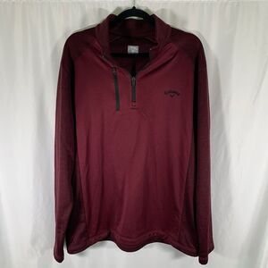Callaway Golf Sweater Men's XL Red 1/4 Zip Pullover Zip Pocket Long Sleeve